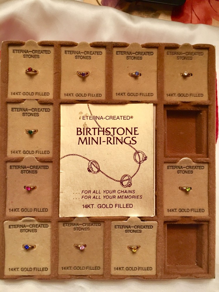 New Vintage Amco Mini Birthstone Rings Charms 14K GF