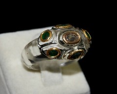 Natural Diamond Crystal Quartz Emerald 22k Gold Ethnic Ring 10ct Fashion Women