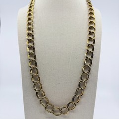 Necklace Vintage Gold Tone Double Oval Link Chain Statement Bold Chunky Retro