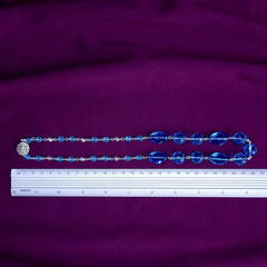 Blue Glass Necklace 20″ Vintage Glass Czech Beads Art Deco Style