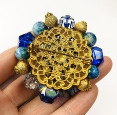 Gorgeous Vintage Made In Germany Art Glass Colorful Beads Cluster Brooch Pin