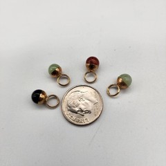 Vintage DC 14K Gold Gemstone Ball Charms Lot of 4 Charm Bracelet Charm Holder
