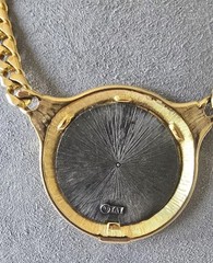 Vintage Replica Roman Coin Bezel Set In Goldtone Rhinestone Accents TAT Necklace