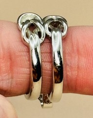 Trifari Earrings Clip On Silver Tone Love Knot Hoops