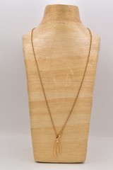 Madewell Wishbone Pendant Necklace Brushed Gold Minimalist Lucky Charm BinBE