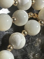 VTG Art Deco Opaline Opalite Opalescent Glass Bead Necklace 29” White