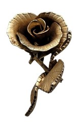 Vintage Coro Rose Brooch Gold Tone Floral Pin Mid Century Signed Gold Plated