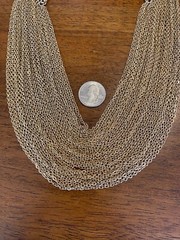 Vintage Multi-Strand Gold Chain Necklace Unsigned Statement Costume