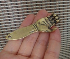 Vintage Style Pure Brass Lucky Right Hand Statue Pendant Bags Charms