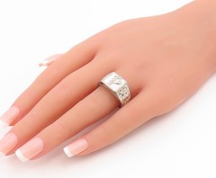 925 Sterling Silver Vintage Ring Etched Initial P Monogram Signet Sz 9 RG34902