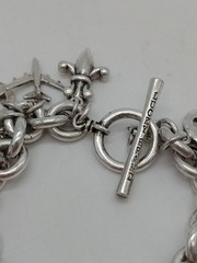 Vintage Lucky Brand Silver Tone “Lucky” Dangling Charms Toggle Bracelet 8″