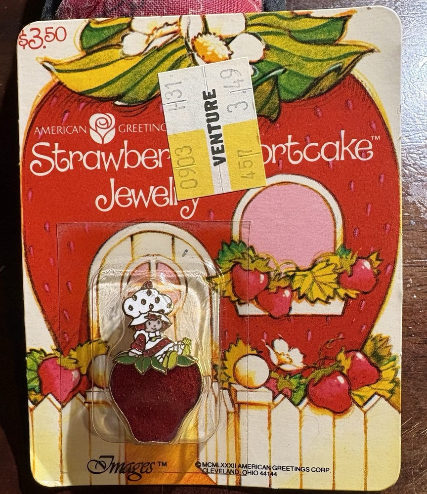 Vintage 1982 Strawberry Shortcake Enamel Pin New In Original Packaging
