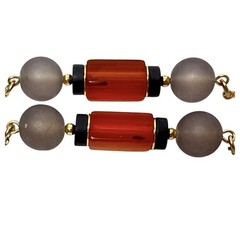 Sarah Coventry Beaded Necklace Monterey Lucite Gold Tone Bar Link Double Chain