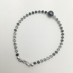 Sterling Silver & Hematite Heart Bracelet 7.75” Marked 925 4.5g #39