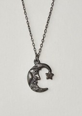 Vintage Celestial Sterling Silver Crescent Moon Face in Wizard Star Hat Necklace