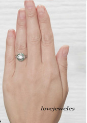 Art Deco Vintage 3CT Round Lab-Created Diamond Engagement Ring 14K White Gold FN