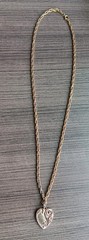 Vintage Victorian Styled Sweetheart Heart Pendant Gold Tone 24″