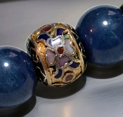 Estate Vintage Stunning Cloisonne Blue Sodalite Lava Bead Statement Necklace EUC