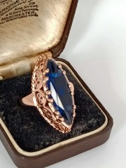 Vintage 1990-s 14 Ct Rolled Gold Sapphire Ring Size UK R.5 US 8 3/4 Hallmarked!