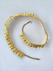 Vintage Necklace Indian Kundan Bridal Gold Tone Leaves Ornate