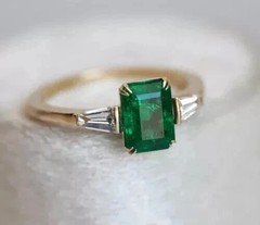 2.45Ct Art Deco Style Lab Created Green Emerald Wedding 925 Silver Wedding Ring