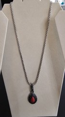 Lot of 4 Red Beaded Necklaces with Pendant, Mixed Materials (Unisex Adults)