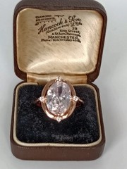 Vintage 1990-s 14 Ct Rolled Gold Zircon Ring Size UK R US 8 1/2 – Hallmarked!