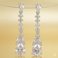 Stylish Rare 4.00 Ct Certified Diamond Dangler Earrings, Free Diamond Studs
