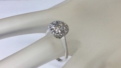 ANTIQUE ART DECO NATURAL ROSE CUT DIAMOND CLUSTER ENGAGEMENT RING 11K WG