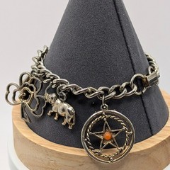 Vintage Charm Bracelet Lucky Charm Travel 7.25″