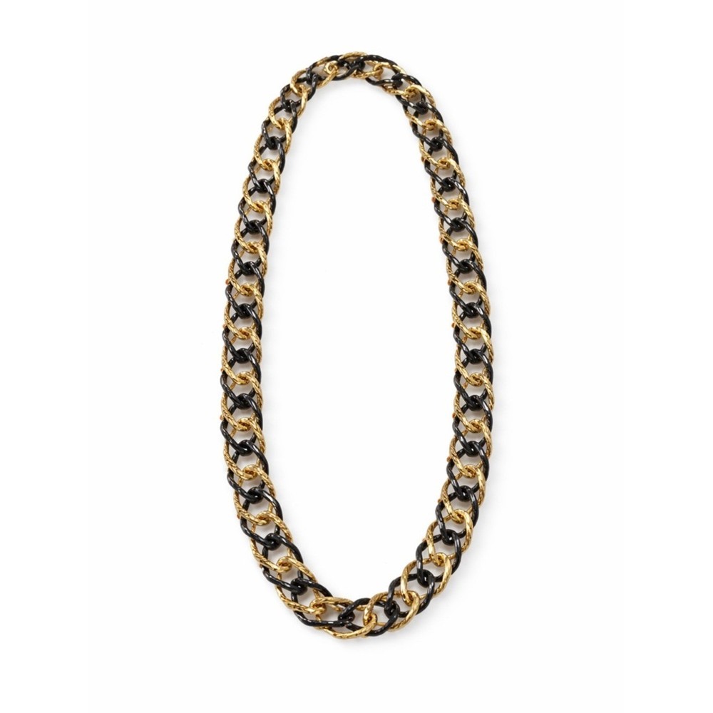 Chunky Black & Gold Chain Statement Link Necklace Vintage Style
