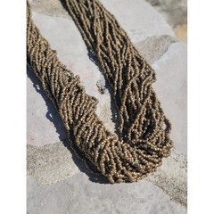Vintage Bronze Gold Multi Strand Seed Bead Necklace Boho Statement Unsigned
