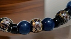 Estate Vintage Stunning Cloisonne Blue Sodalite Lava Bead Statement Necklace EUC