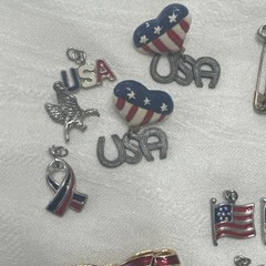 VTG 4th Of July Costume Jewelry LotCarolee Brooch USA 250th Birthday Celebration