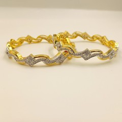 Handcrafted 22K Gold Plated Bangle Set Indian Wedding CZ Traditional Jewelry Gif