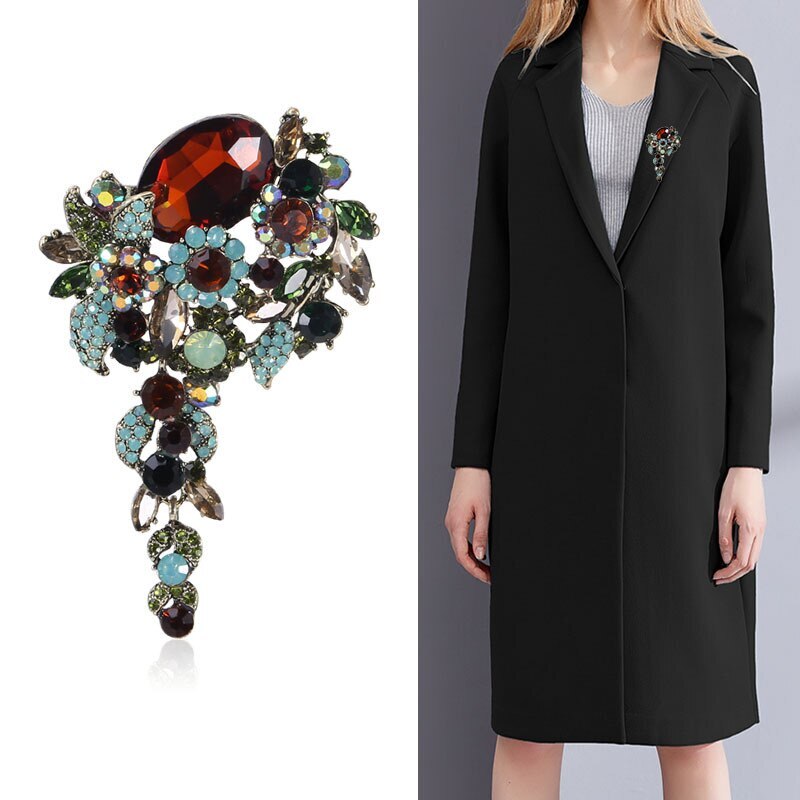 Luxury Rhinestone Brooch Fashion Crystal Pendant Corsage Accessories Brooch