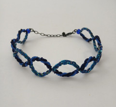 Vintage Czech Republic Choker Necklace Blue Beads Infinity 90s Y2K
