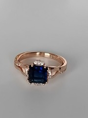Vintage 1990-s 14 Ct Rolled Gold Sapphire Ring Size UK N US 6 3/4 – Hallmarked!