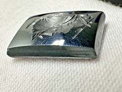 VINTAGE INTAGLIO WARRIOR ON METALLIC BLACK (HEMATITE?) LOOSE RECTANGLE N338