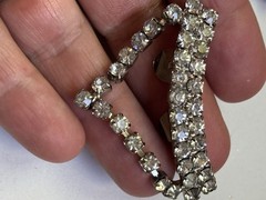 Lot 7 Antique Rhinestone Pavé Art Deco Dress Clips, Buckle, Sapphire Blue Purple