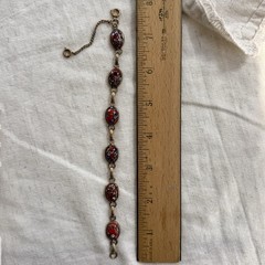 Vintage Italian Millefiori Glass Bracelet Red Mosaic Link Safety Chain