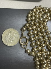 Miriam Haskell 60” Gold Tone 6.4mm Metal Bead Flapper Necklace Signature Clasp
