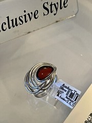 Genuine Baltic Natural Cherr Color Amber Ring Size 6,5 Vintage Butterscotch 老琥珀