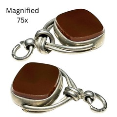 Antique 1899 Victorian Bloodstone + Carnelian Fob Pendant *Birmingham Silver*