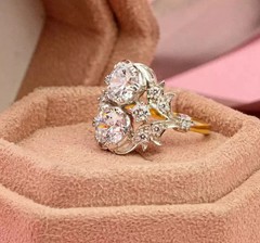3Ct Art Deco Vintage Style Lab Created Diamond Engagement 14K Gold Finish Ring
