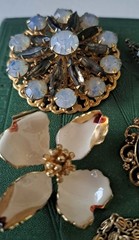 Vintage Opaline Glass Opal & Aurora Borealis Jewelry Lot