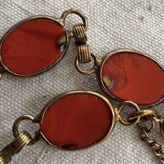 Vintage Italian Millefiori Glass Bracelet Red Mosaic Link Safety Chain