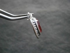 United States Army Vintage Silvertone & Red Stone Bracelet Charm Pendant 3.3g