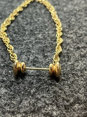 Vintage Gold Tone Necklace Toggle Bar Clasp Chunky Chain Statement