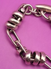 Vintage 925 Modernist Unisex Wrapped Link Bracelet Toggle Close 42g Apx 7.75”